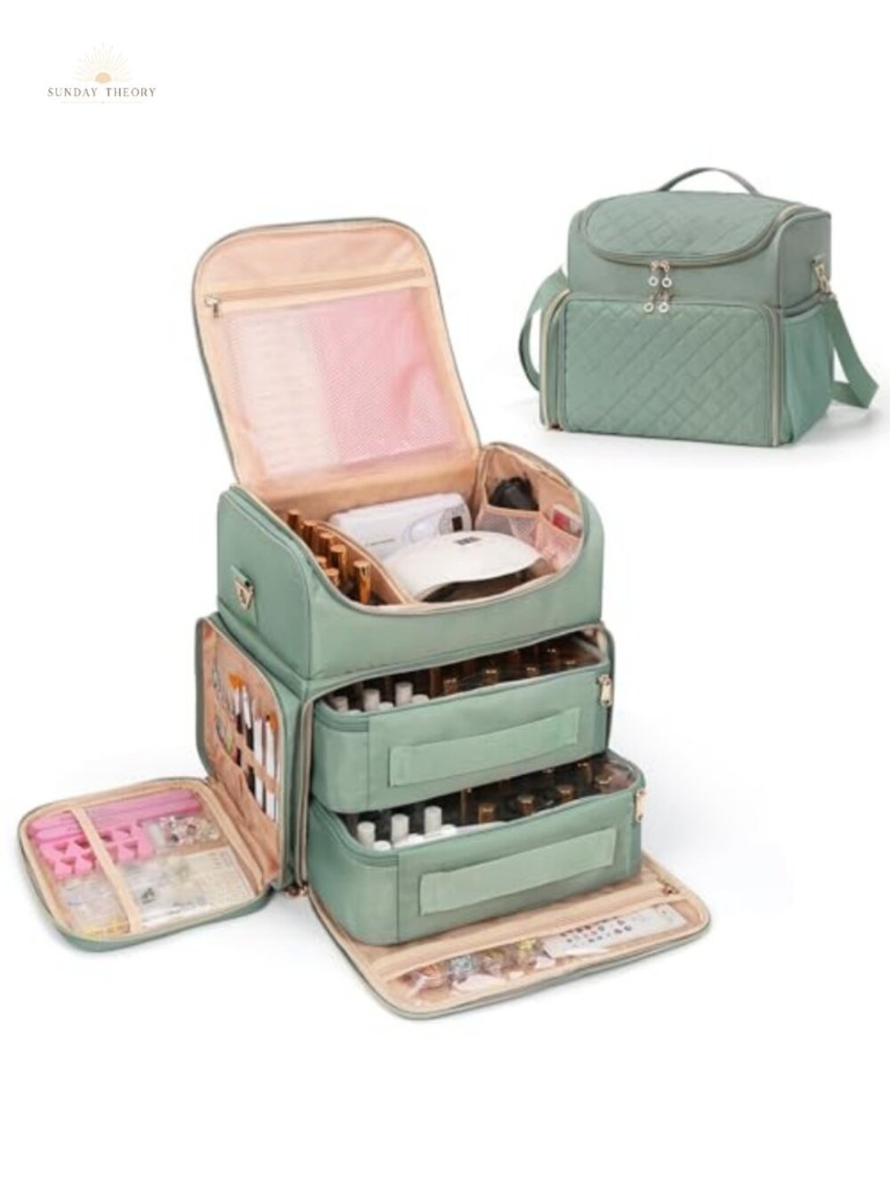 Large Nail Polish Organizer Travel Case Holds 86 Bottles with Shoulder Strap